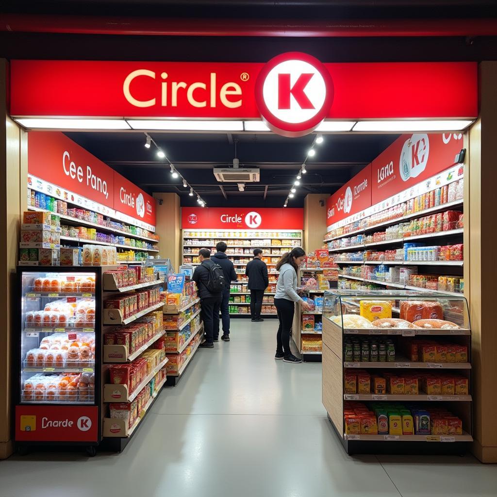 Bên trong cửa hàng Circle K Đào Duy Từ với đa dạng sản phẩm đồ ăn, đồ uống tiện lợi cho khách hàng.